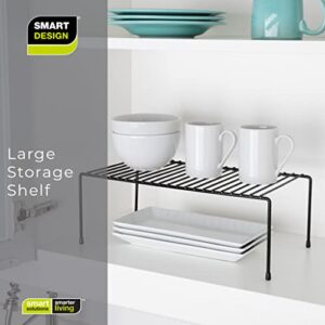 Smart Design Classic Storage Shelf – Large (8.5 x 16 in.), Black – Sturdy Steel Pantry Organizer with Rust-Resistant Finish and Non-Slip Feet for Easy Home Organization and Storage