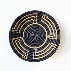african basket- musoma/rwanda basket/woven bowl/sisal & sweetgrass basket/black, tan