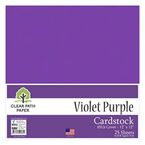 violet purple cardstock - 12 x 12 inch - 65lb cover - 25 sheets - clear path paper