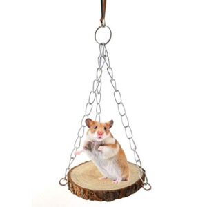 Hamster Wood Hammock Parrot Swing Toys Bird Perch Hamster Squirrel Wood Hanging Cage Chain Decoration