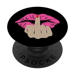 middle finger pink feminist popsockets popgrip: swappable grip for phones & tablets