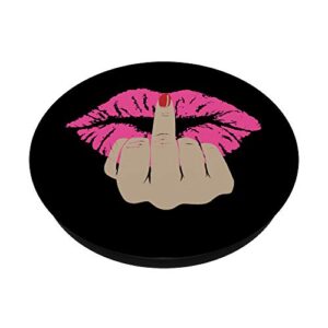 Middle Finger Pink Feminist PopSockets PopGrip: Swappable Grip for Phones & Tablets