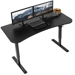 vivo electric height adjustable 63 x 32 inch memory stand up desk, black table top, black frame, touch screen preset controller, 2e series, desk-kit-2e1b
