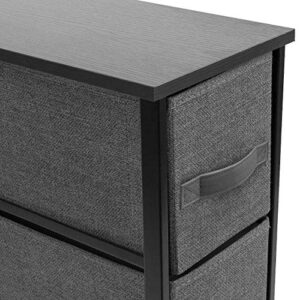Sorbus Narrow Dresser with 4 Drawers - Vertical Slim Storage Chest of Drawers with Steel Frame, Wood Top & Easy Pull Fabric Bins for Small Spaces, Closets, Bedroom, Bathroom & Laundry (Black/Charcoal)