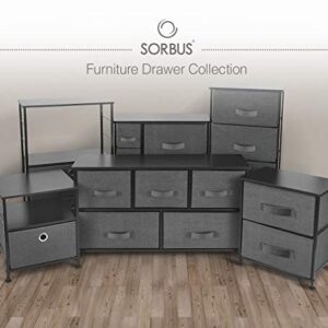 Sorbus Narrow Dresser with 4 Drawers - Vertical Slim Storage Chest of Drawers with Steel Frame, Wood Top & Easy Pull Fabric Bins for Small Spaces, Closets, Bedroom, Bathroom & Laundry (Black/Charcoal)