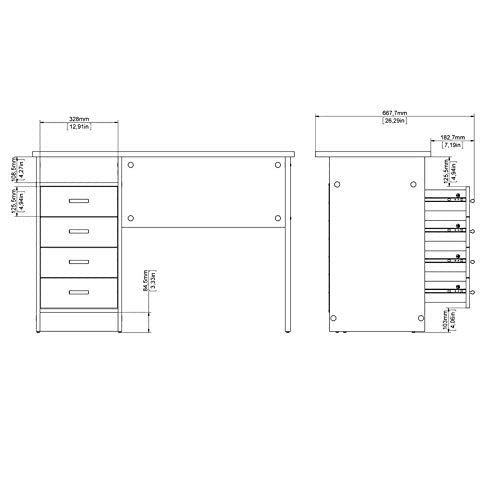 Tvilum Warner Desk with 4 Drawers, Oak Structure