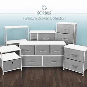 Sorbus Dresser with 5 Drawers - Furniture Storage Tower Unit for Bedroom, Hallway, Closet, Office Organization - Steel Frame, Wood Top, Easy Pull Fabric Bins (White/Gray)