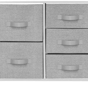 Sorbus Dresser with 5 Drawers - Furniture Storage Tower Unit for Bedroom, Hallway, Closet, Office Organization - Steel Frame, Wood Top, Easy Pull Fabric Bins (White/Gray)