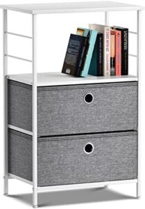 sorbus nightstand 2-drawer shelf storage - bedside furniture & end table chest dresser with steel frame, wood top & easy pull fabric bins for home, bedroom, closets, bathroom, office & college dorm