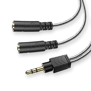 millso headphone splitter, male to 2 female 3.5 mm splitter trs stereo 3.5mm audio splitter jack headphones adapter for dual headphones/speakers to smartphone, mp3, laptop, tablet, pc - 8inch black