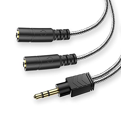 MillSO Headphone Splitter, Male to 2 Female 3.5 mm Splitter TRS Stereo 3.5mm Audio Splitter Jack Headphones Adapter for Dual Headphones/Speakers to Smartphone, Mp3, Laptop, Tablet, PC - 8inch Black