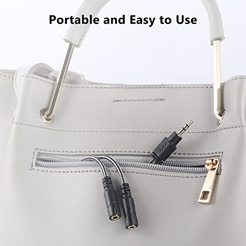 MillSO Headphone Splitter, Male to 2 Female 3.5 mm Splitter TRS Stereo 3.5mm Audio Splitter Jack Headphones Adapter for Dual Headphones/Speakers to Smartphone, Mp3, Laptop, Tablet, PC - 8inch Black