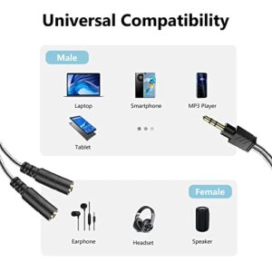 MillSO Headphone Splitter, Male to 2 Female 3.5 mm Splitter TRS Stereo 3.5mm Audio Splitter Jack Headphones Adapter for Dual Headphones/Speakers to Smartphone, Mp3, Laptop, Tablet, PC - 8inch Black