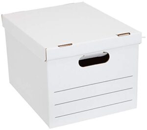 amazon basics storage and filing boxes with lid and handles, legal/letter size, basic duty, pack of 20, white, 16.2" l x 12.5" w x 10.5" h