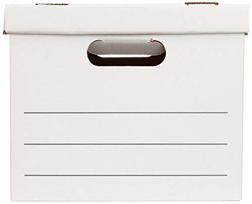 Amazon Basics Storage and Filing Boxes With Lid and Handles, Legal/Letter Size, Basic Duty, Pack of 20, White, 16.2" L x 12.5" W x 10.5" H