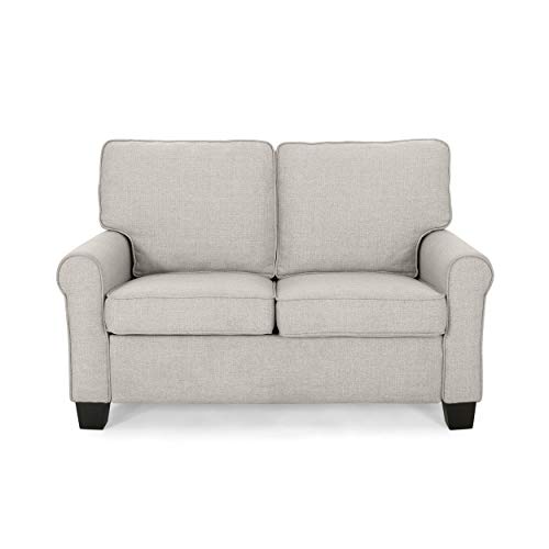 GDFStudio Denise Loveseat, Mid-Century Modern, Minimal, Beige