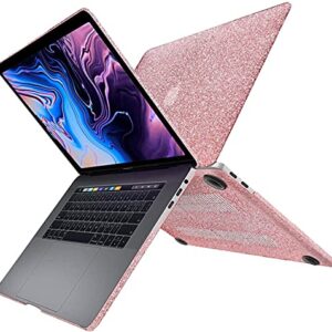 Anban Compatible with MacBook Air 13 inch Case 2021 2020 2019 2018 Release A2337 M1 A2179 A1932 with Touch ID, Glitter Leather Laptop Hard Shell Case with Keyboard Cover, Sparkle Hot Pink