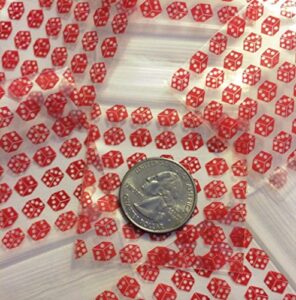 200-2" x 2" red dice small plastic ziplock baggies