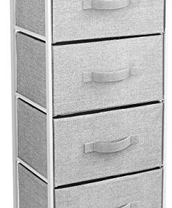Sorbus Dresser with 4 Drawers - Tall Storage Tower Unit Organizer for Bedroom, Hallway, Closet, College Dorm - Chest Drawer for Clothes, Steel Frame, Wood Top, Easy Pull Fabric Bins (White/Gray)