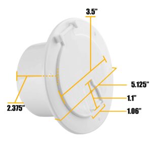 Halotronics RV 5-inch Round Electric Cable Hatch for 30 and 50 Amp Cords (White)