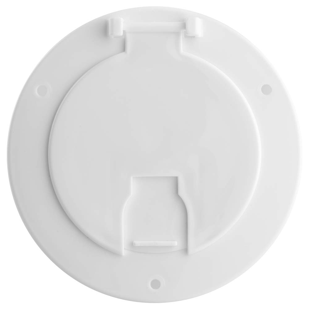 Halotronics RV 5-inch Round Electric Cable Hatch for 30 and 50 Amp Cords (White)