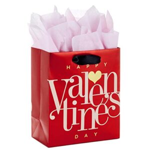 hallmark 6" small valentine's day gift bag with tissue paper (red happy valentine's day, gold heart)
