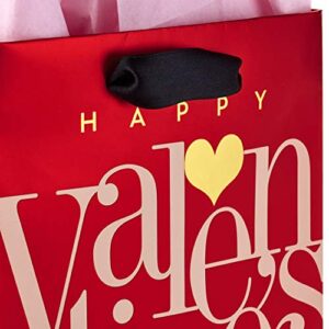 Hallmark 6" Small Valentine's Day Gift Bag with Tissue Paper (Red Happy Valentine's Day, Gold Heart)