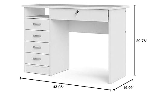 Tvilum Walden Desk with 5 Drawers, White