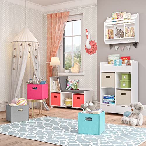 RiverRidge Book Nook Collection Kids Cubby Bookrack Storage Cabinet, White