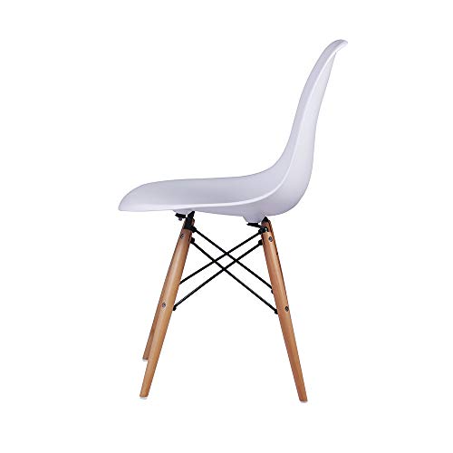 GIA Contemporary Armless Dining Chair with Wood Legs, Set of 4, White