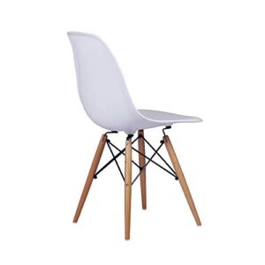 GIA Contemporary Armless Dining Chair with Wood Legs, Set of 4, White