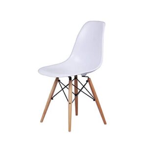 GIA Contemporary Armless Dining Chair with Wood Legs, Set of 4, White