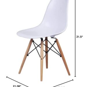 GIA Contemporary Armless Dining Chair with Wood Legs, Set of 4, White