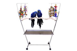 large stainless steel parrot play stand