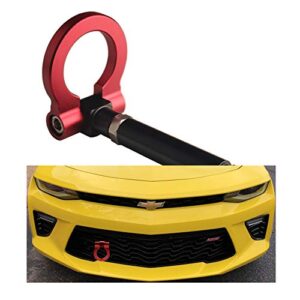 dewhel jdm folding screw on racing t2 tow hooks front rear for 2016-up 6th gen chevy camaro (red)