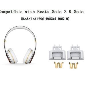 Replacement Headband Hinge Clip Cover + Pin Repair Parts Kits Set Accessories Fit for Beats Solo3 Wireless Solo2 Wireless Over-Ear Headphones (White)