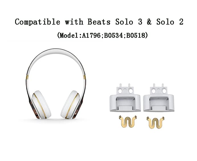 Replacement Headband Hinge Clip Cover + Pin Repair Parts Kits Set Accessories Fit for Beats Solo3 Wireless Solo2 Wireless Over-Ear Headphones (White)