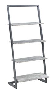 convenience concepts graystone 4 tier ladder bookcase / shelf, faux birch / slate gray frame