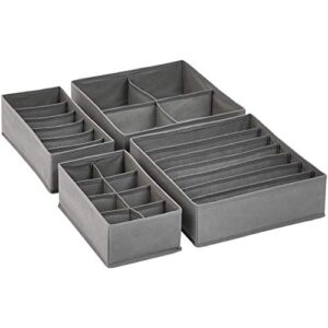 amazon basics dresser drawer storage organizer for undergarments, set of 4 - gray