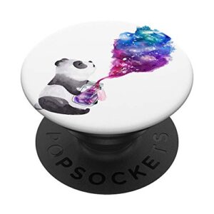 cute panda water color space galaxy animal lover popsockets popgrip: swappable grip for phones & tablets