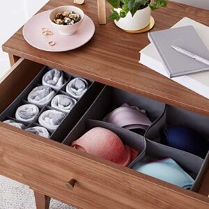 Amazon Basics Dresser Drawer Storage Organizer for Undergarments, Set of 4 - Gray