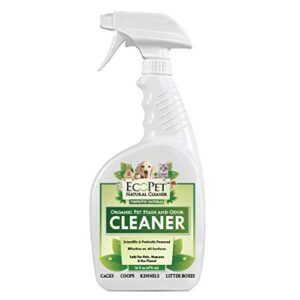 ecopet all natural pet odor and stain remover - probiotic powered multi surface cleaner - effective non-toxic pet odor eliminator and pet stain eraser, scented, trigger spray, 16 oz