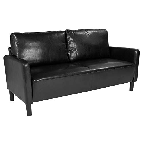 Flash Furniture Washington Park Upholstered Sofa in Black LeatherSoft