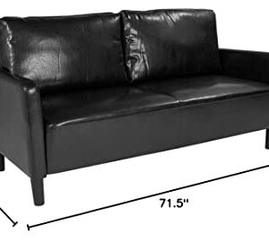 Flash Furniture Washington Park Upholstered Sofa in Black LeatherSoft