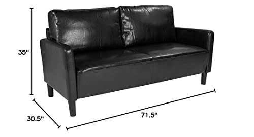 Flash Furniture Washington Park Upholstered Sofa in Black LeatherSoft