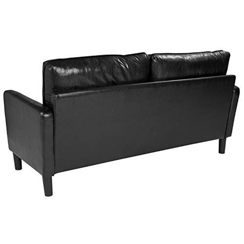 Flash Furniture Washington Park Upholstered Sofa in Black LeatherSoft