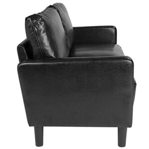 Flash Furniture Washington Park Upholstered Sofa in Black LeatherSoft