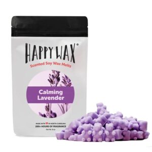 happy wax calming lavender scented natural soy wax melts – 8 oz. of scented wax melts, made in usa