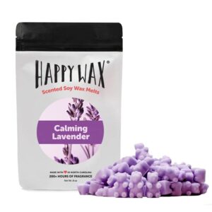 Happy Wax Calming Lavender Scented Natural Soy Wax Melts – 8 Oz. of Scented Wax Melts, Made in USA