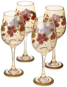 pfaltzgraff plymouth set of 4 leaf luster wine glasses